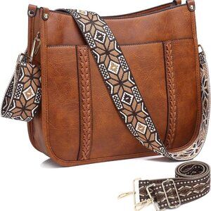 Vegan Leather Crossbody Bags for Women, Crossbody Purse with Guitar Strap Zipped
